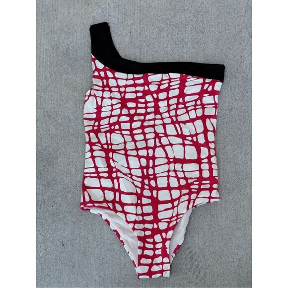 NWT Little Creative Factory Asymmetric One Shoulder One Piece Swimsuit Girls 10 - Picture 2 of 11